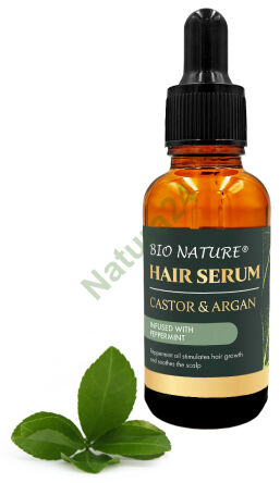 Organiczne serum do włosów Argan & Rycyna – Mięta pieprzowa 30 ml